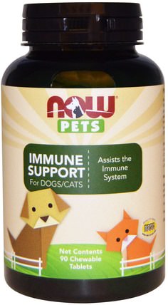 Pets, Immune Support, For Dogs/Cats, 90 Chewable Tablets by Now Foods, 寵物護理，寵物狗，寵物貓 HK 香港