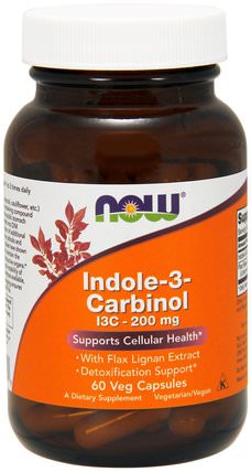 Indole-3-Carbinol, 200 mg, 60 Veg Capsules by Now Foods, 補充劑，抗氧化劑，吲哚3甲醇，西蘭花十字花科 HK 香港