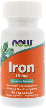Iron, 18 mg, 120 Veg Capsules by Now Foods, 補品，礦物質，鐵 HK 香港