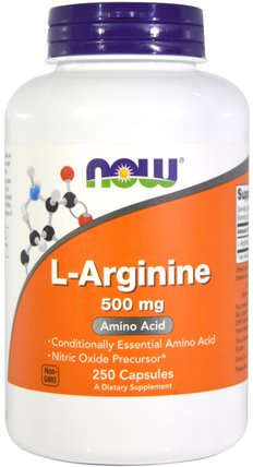 L-Arginine, 500 mg, 250 Capsules by Now Foods, 補充劑，氨基酸，精氨酸 HK 香港