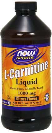 L-Carnitine Liquid, Citrus Flavor, 1.000 mg, 16 fl oz (473 ml) by Now Foods, 補充劑，氨基酸，左旋肉鹼，左旋肉鹼液 HK 香港