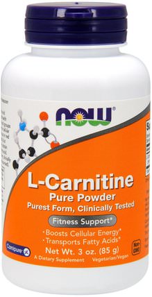 L-Carnitine, Pure Powder, 3 oz (85 g) by Now Foods, 補充劑，氨基酸 HK 香港