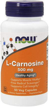 L-Carnosine, 500 mg, 50 Veg Capsules by Now Foods, 補充劑，氨基酸，l肌肽 HK 香港