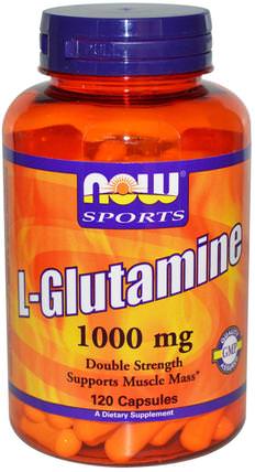 L-Glutamine, Double Strength, 1.000 mg, 120 Capsules by Now Foods, 補充劑，氨基酸，l谷氨酰胺，l谷氨酰胺帽 HK 香港