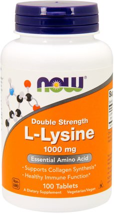 L-Lysine, 1.000 mg, 100 Tablets by Now Foods, 補充劑，氨基酸，l賴氨酸 HK 香港