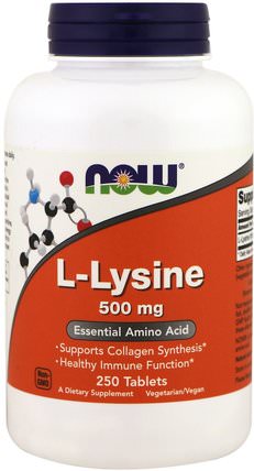 L-Lysine, 500 mg, 250 Tablets by Now Foods, 補充劑，氨基酸，l賴氨酸 HK 香港
