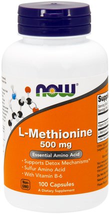 L-Methionine, 500 mg, 100 Capsules by Now Foods, 補充劑，氨基酸，蛋氨酸 HK 香港