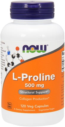 L-Proline, 500 mg, 120 Veg Capsules by Now Foods, 補充劑，氨基酸，l脯氨酸 HK 香港