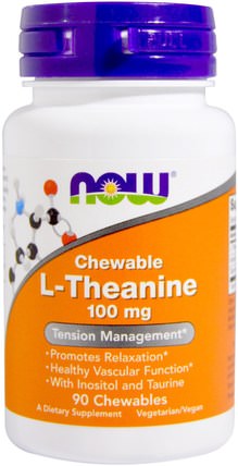 L-Theanine, 100 mg, 90 Chewables by Now Foods, 補充劑，茶氨酸 HK 香港