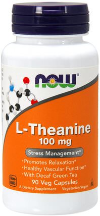 L-Theanine, 100 mg, 90 Veg Capsules by Now Foods, 補充劑，氨基酸，茶氨酸 HK 香港