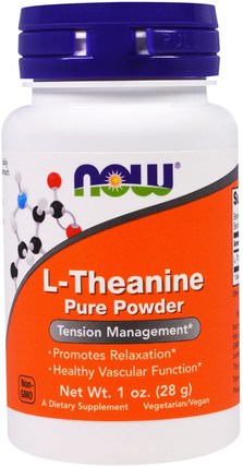 L-Theanine, Pure Powder, 1 oz (28 g) by Now Foods, 補充劑，茶氨酸 HK 香港