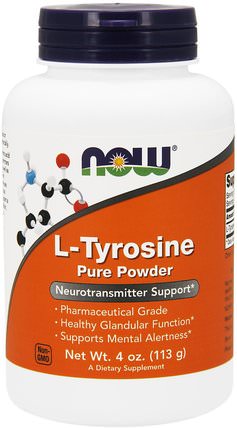 L-Tyrosine, Pure Powder, 4 oz (113 g) by Now Foods, 補充劑，氨基酸，酪氨酸 HK 香港