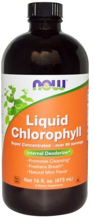 Liquid Chlorophyll, Mint Flavor, 16 fl oz (473 ml) by Now Foods, 補充劑，內部除臭劑，葉綠素 HK 香港