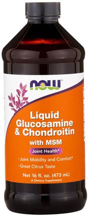 Liquid Glucosamine & Chondroitin, with MSM, Citrus, 16 fl oz (473 ml) by Now Foods, 補充劑，氨基葡萄糖軟骨素 HK 香港
