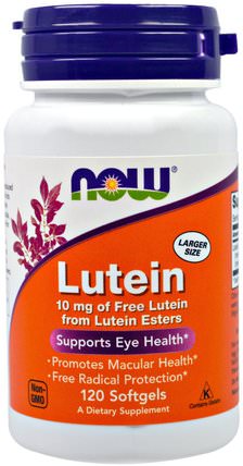 Lutein, 10 mg, 120 Softgels by Now Foods, 補充劑，抗氧化劑，葉黃素，類胡蘿蔔素 HK 香港