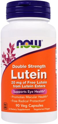 Lutein, Double Strength, 90 Veg Capsules by Now Foods, 補充劑，類胡蘿蔔素，眼部護理，視力保健 HK 香港