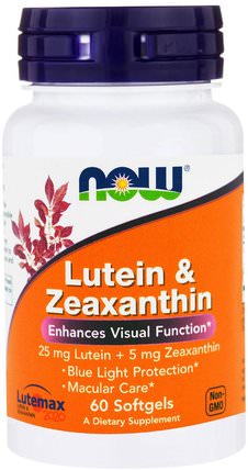 Lutein & Zeaxanthin, 60 Softgels by Now Foods, 補充劑，抗氧化劑，葉黃素，類胡蘿蔔素，玉米黃質 HK 香港