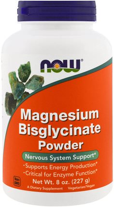Magnesium Bisglycinate Powder, 8 oz (227 g) by Now Foods, 補品，礦物質，鎂 HK 香港