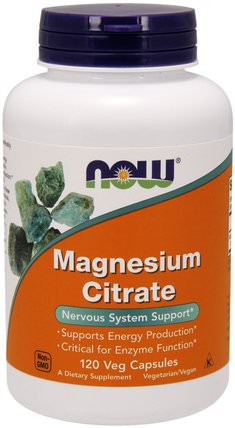 Magnesium Citrate, 120 Veg Capsules by Now Foods, 補充劑，礦物質，鈣和鎂 HK 香港