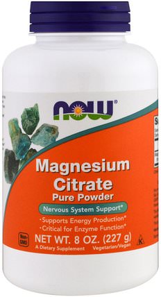 Magnesium Citrate Pure Powder, 8 oz (227 g) by Now Foods, 補品，礦物質，鎂 HK 香港