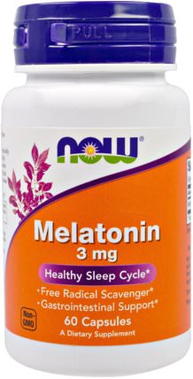 Melatonin, 3 mg, 60 Capsules by Now Foods, 補充劑，褪黑激素3毫克 HK 香港