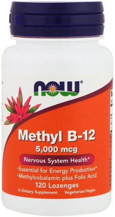 Methyl B-12, 5000 mcg, 120 Lozenges by Now Foods, 維生素，維生素b，維生素b12 HK 香港