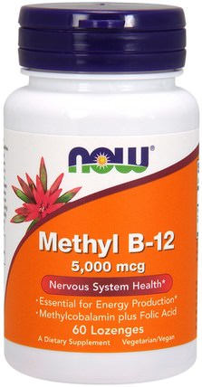 Methyl B-12, 5000 mcg, 60 Lozenges by Now Foods, 維生素，維生素b，維生素b12 HK 香港