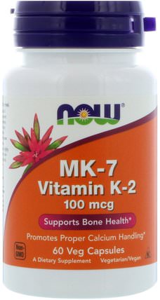 MK-7, Vitamin K-2, 100 mcg, 60 Veg Capsules by Now Foods, 維生素，維生素K HK 香港