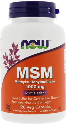 MSM, Methylsulfonylmethane, 1.000 mg, 120 Veg Capsules by Now Foods, 健康，骨骼，骨質疏鬆症，關節健康，msm HK 香港