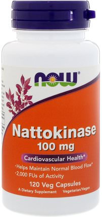 Nattokinase, 100 mg, 120 Veg Capsules by Now Foods, 補充劑，納豆激酶，酶 HK 香港