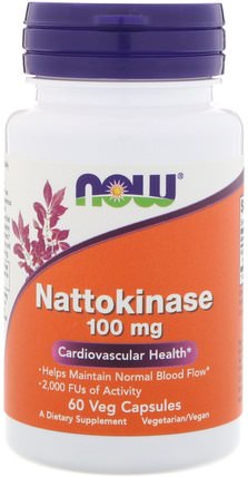 Nattokinase, 100 mg, 60 Veg Capsules by Now Foods, 補充劑，納豆激酶 HK 香港
