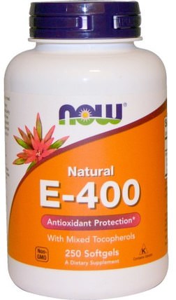 Natural E-400 With Mixed Tocopherols, 250 Softgels by Now Foods, 維生素，維生素E，100％天然維生素e HK 香港