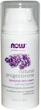 Natural Progesterone, Liposomal Skin Cream, Calming Lavender, 3 oz (85 g) by Now Foods, 健康，女性，黃體酮霜產品 HK 香港