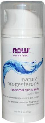Natural Progesterone, Liposomal Skin Cream, Unscented, 3 oz (85 g) by Now Foods, 健康，女性，黃體酮霜產品 HK 香港