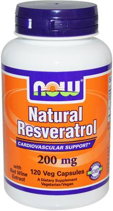 Natural Resveratrol, 200 mg, 120 Veg Capsules by Now Foods, 補充劑，白藜蘆醇 HK 香港