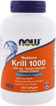 Neptune Krill 1000, 1000 mg, 120 Softgels by Now Foods, 補充劑，efa omega 3 6 9（epa dha），磷蝦油，磷蝦油海王星 HK 香港