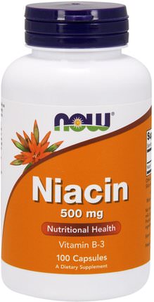 Niacin, 500 mg, 100 Capsules by Now Foods, 維生素，維生素b，維生素b3，維生素b3 - 菸酸 HK 香港