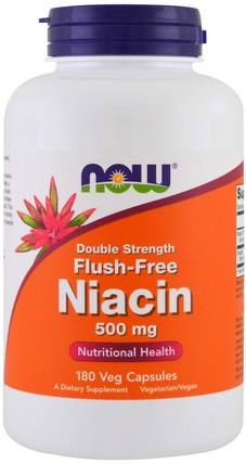 Flush-Free Niacin, Double Strength, 500 mg, 180 Veg Capsules by Now Foods, 維生素，維生素B，維生素b3，維生素b3 - 菸酸沖洗 HK 香港