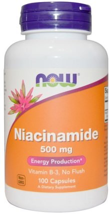 Niacinamide, 500 mg, 100 Capsules by Now Foods, 維生素，維生素b，維生素b3，維生素b3 - 煙酰胺 HK 香港
