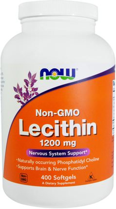 Non-GMO Lecithin, 1200 mg, 400 Softgels by Now Foods, 補充劑，卵磷脂 HK 香港