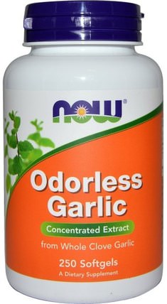 Odorless Garlic, Concentrated Extract, 250 Softgels by Now Foods, 補充劑，抗生素，大蒜 HK 香港