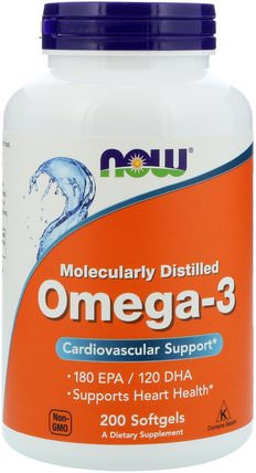 Omega-3, 180 EPA/120 DHA, 200 Softgels by Now Foods, 補充劑，efa omega 3 6 9（epa dha），魚油，魚油軟膠囊 HK 香港
