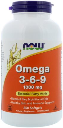Omega 3-6-9, 1000 mg, 250 Softgels by Now Foods, 補充劑，efa歐米茄3 6 9（epa dha），歐米茄369粒/標籤 HK 香港
