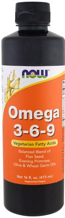Omega 3-6-9, 16 fl oz (473 ml) by Now Foods, 補充劑，efa omega 3 6 9（epa dha），琉璃苣油 HK 香港
