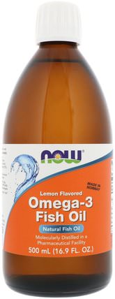 Omega-3 Fish Oil, Lemon Flavored, 16.9 fl oz (500 ml) by Now Foods, 補充劑，efa omega 3 6 9（epa dha），魚油液體 HK 香港