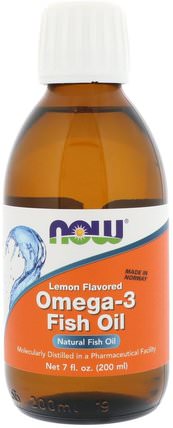Omega-3 Fish Oil, Lemon Flavored, 7 fl oz (200 ml) by Now Foods, 補充劑，efa omega 3 6 9（epa dha），魚油 HK 香港