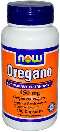Oregano, 450 mg, 100 Veg Capsules by Now Foods, 補充劑，牛至油 HK 香港