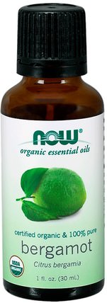 Organic Essential Oils, Bergamot, 1 fl oz (30 ml) by Now Foods, 沐浴，美容，香薰精油，佛手柑油 HK 香港