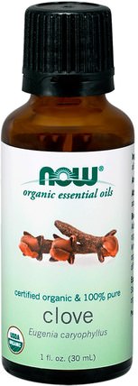Organic Essential Oils, Clove, 1 fl oz (30 ml) by Now Foods, 沐浴，美容，香薰精油 HK 香港