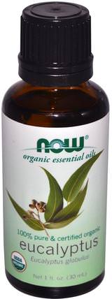 Organic Essential Oils, Eucalyptus, 1 fl oz (30 ml) by Now Foods, 沐浴，美容，香薰精油，桉樹油 HK 香港